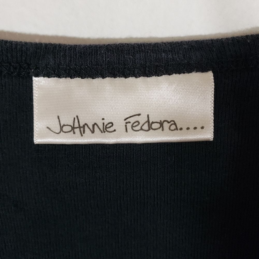 Johnnie Fedora Vintage 90s Y2K Black 3/4 Sleeve Blouse Size M - Picture 2 of 5